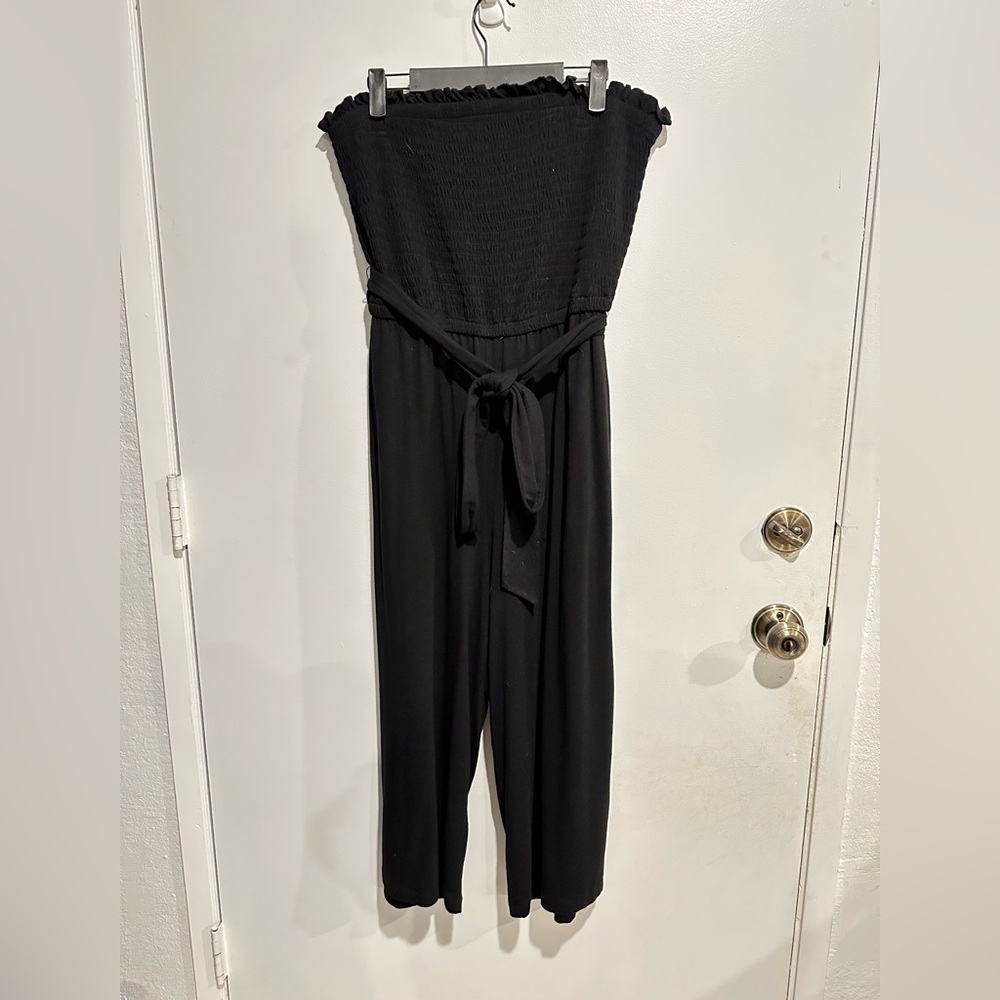 Torrid Strapless Smocked Wide-Leg Jumpsuit – Black (1X)